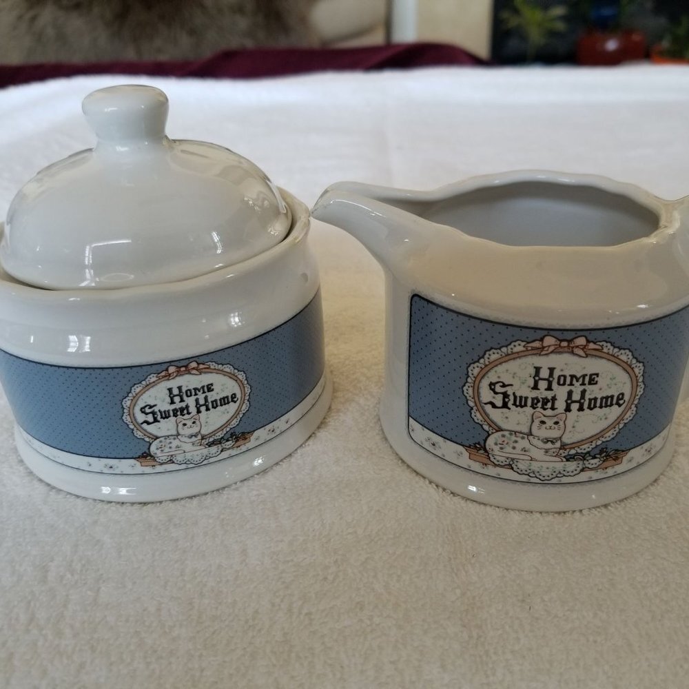 Vintage "Home Sweet Home" Cream & Sugar Set
